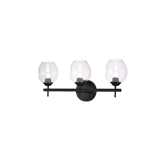 Dainolite Abii 21in 3-Light Vanity Light | Transitional Matte Black and Clear Glass | Bathroom Vanity | 21 x 6 x 9 in | Model ABI-203W-MB-CLR