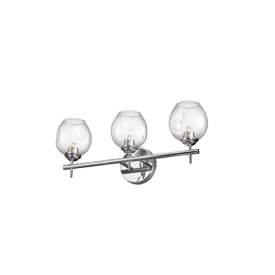 Dainolite Abii 18in 3-Light Vanity Light | Transitional Polished Chrome and Clear Glass | Bathroom Vanity | 18 x 4 x 9 in | Model ABI-203W-PC