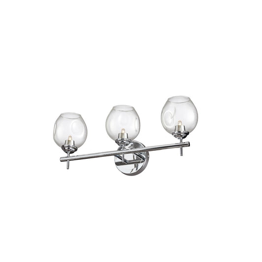 Dainolite Abii 18in 3-Light Vanity Light | Transitional Polished Chrome and Clear Glass | Bathroom Vanity | 18 x 4 x 9 in | Model ABI-203W-PC