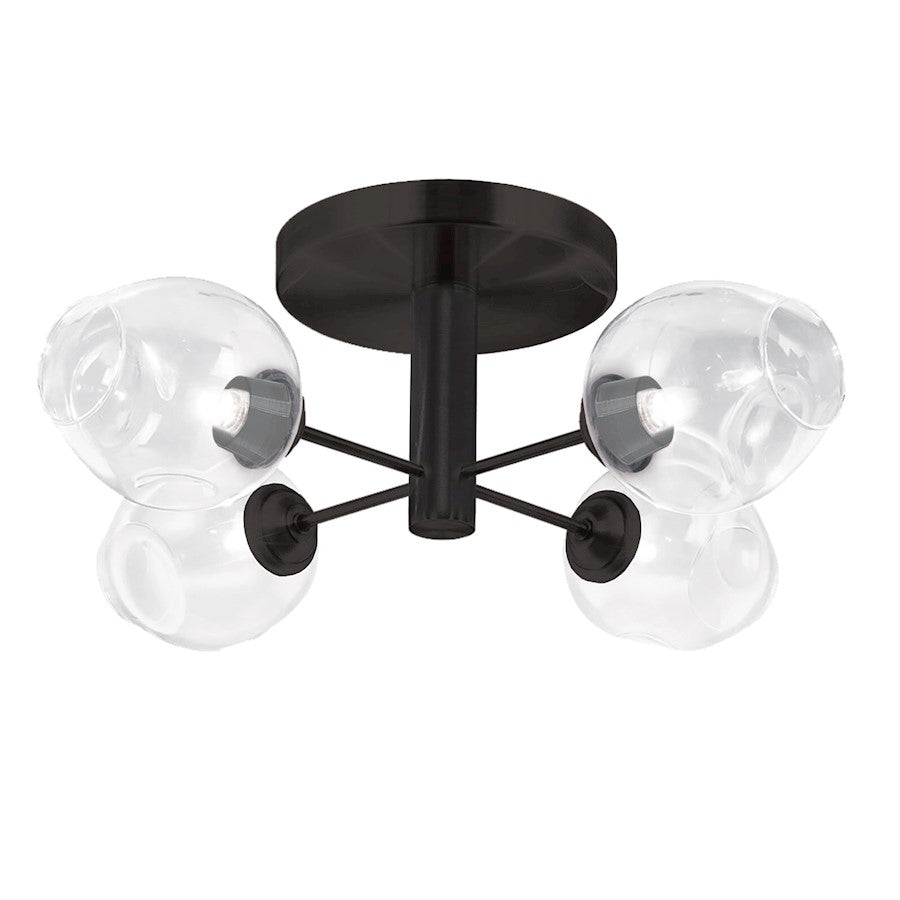Dainolite Abii 20in 4-Light Semi-Flush Mount | Transitional Matte Black and Clear Glass | Entryway & Hallway Light | Model ABI-204SF-MB-CLR