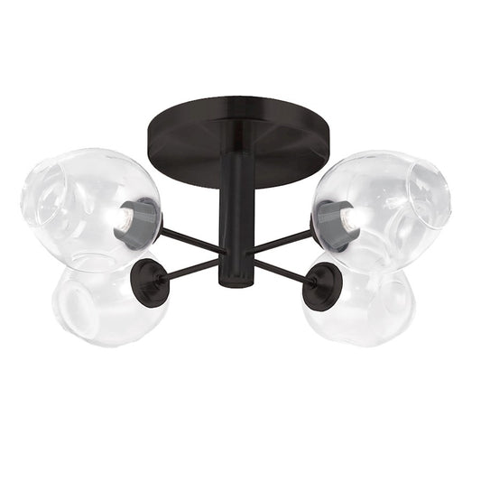 Dainolite Abii 20in 4-Light Semi-Flush Mount | Transitional Matte Black and Clear Glass | Entryway & Hallway Light | Model ABI-204SF-MB-CLR