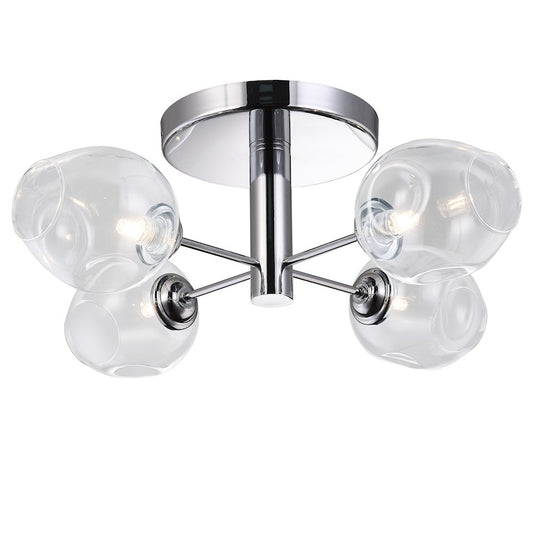 Dainolite Abii 20in 4-Light Semi-Flush Mount | Transitional Polished Chrome and Clear Glass | Living Room & Dining Room | Damp Rated | Model ABI-204SF-PC
