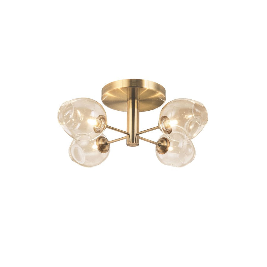 Dainolite Abii 20in 4-Light Semi-Flush Mount | Transitional Vintage Bronze and Champagne Glass | Entryway & Hallway Light | Model ABI-204SF-VB