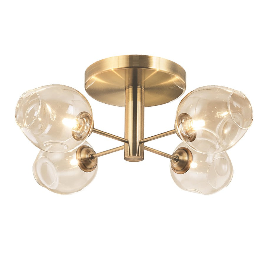 Dainolite Abii 20in 4-Light Semi-Flush Mount | Transitional Vintage Bronze and Champagne Glass | Entryway & Hallway Light | Model ABI-204SF-VB