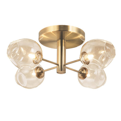 Dainolite Abii 20in 4-Light Semi-Flush Mount | Transitional Vintage Bronze and Champagne Glass | Entryway & Hallway Light | Model ABI-204SF-VB