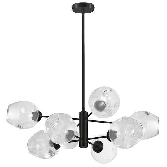 Dainolite Abii 26in 8-Light Pendant | Transitional Matte Black and Clear Glass | Kitchen Island & Dining Room | 26 x 26 x 8 in | Model ABI-268P-MB-CLR