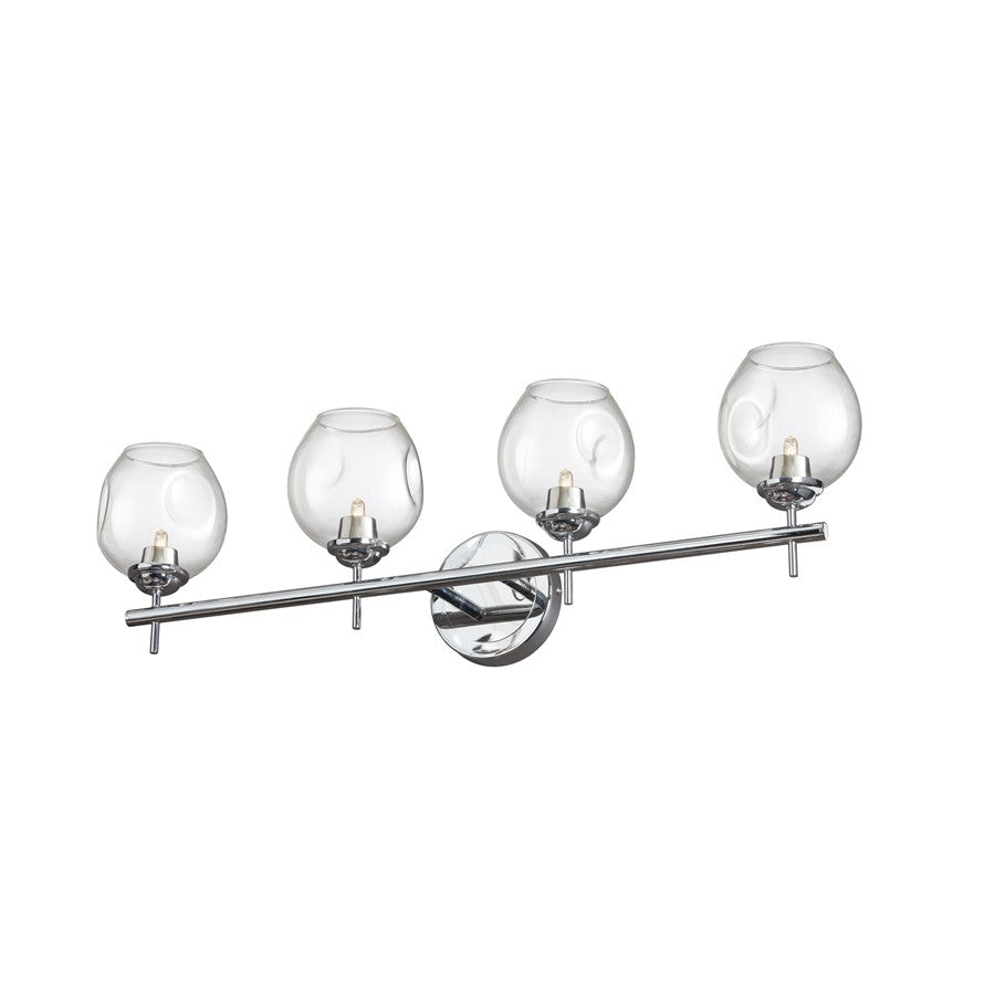 Dainolite Abii 26in 4-Light Vanity | Transitional Polished Chrome and Clear Glass | Bathroom Vanity Light | 26.1 x 4.5 x 9 in | Model ABI-284W-PC