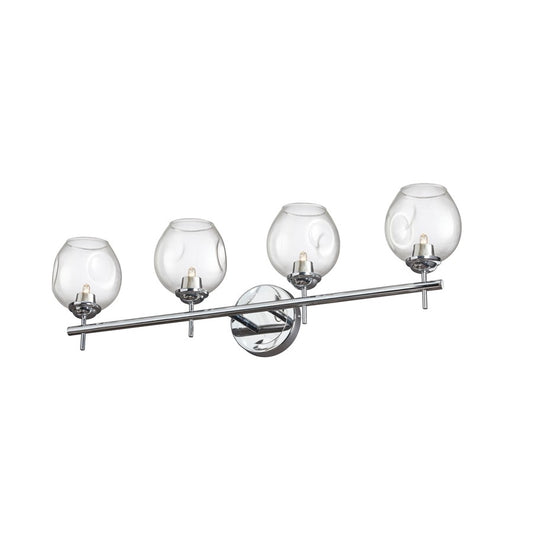 Dainolite Abii 26in 4-Light Vanity | Transitional Polished Chrome and Clear Glass | Bathroom Vanity Light | 26.1 x 4.5 x 9 in | Model ABI-284W-PC