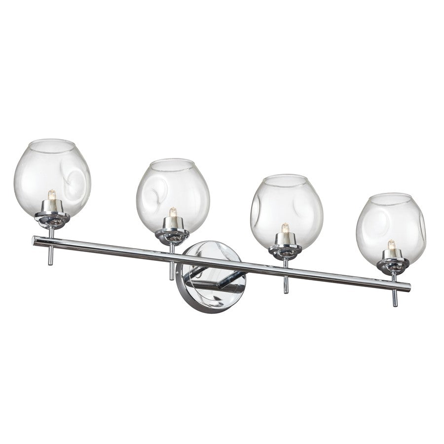 Dainolite Abii 26in 4-Light Vanity | Transitional Polished Chrome and Clear Glass | Bathroom Vanity Light | 26.1 x 4.5 x 9 in | Model ABI-284W-PC