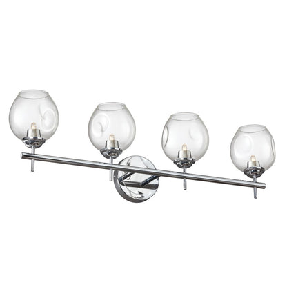 Dainolite Abii 26in 4-Light Vanity | Transitional Polished Chrome and Clear Glass | Bathroom Vanity Light | 26.1 x 4.5 x 9 in | Model ABI-284W-PC
