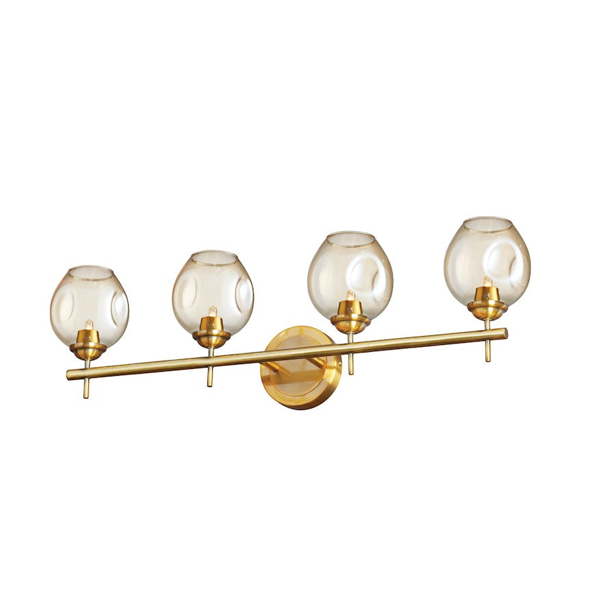 Dainolite Abii 26in 4-Light Vanity Light | Transitional Vintage Bronze and Champagne Glass | Bathroom Vanity | 26 x 4.5 x 9 in | Model ABI-284W-VB