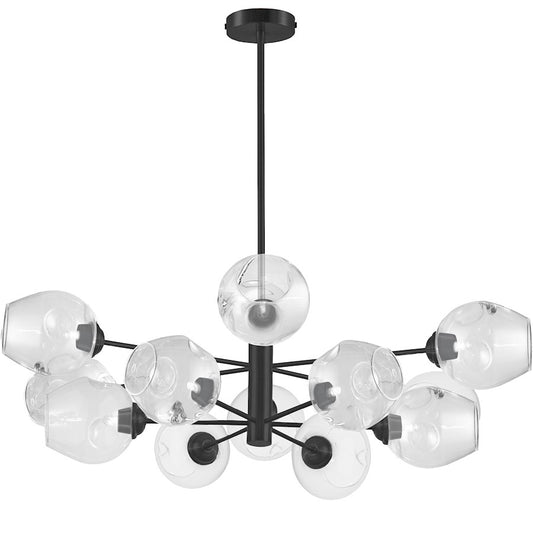 Dainolite Abii 33in 12-Light Pendant | Transitional Matte Black and Clear Glass | Kitchen Island & Dining Room | Model ABI-3312P-MB-CLR