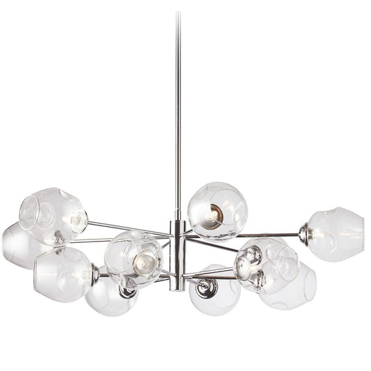 Dainolite Abii 33in 12-Light Pendant | Transitional Polished Chrome and Clear Glass | Kitchen Island & Dining Room | Model ABI-3312P-PC