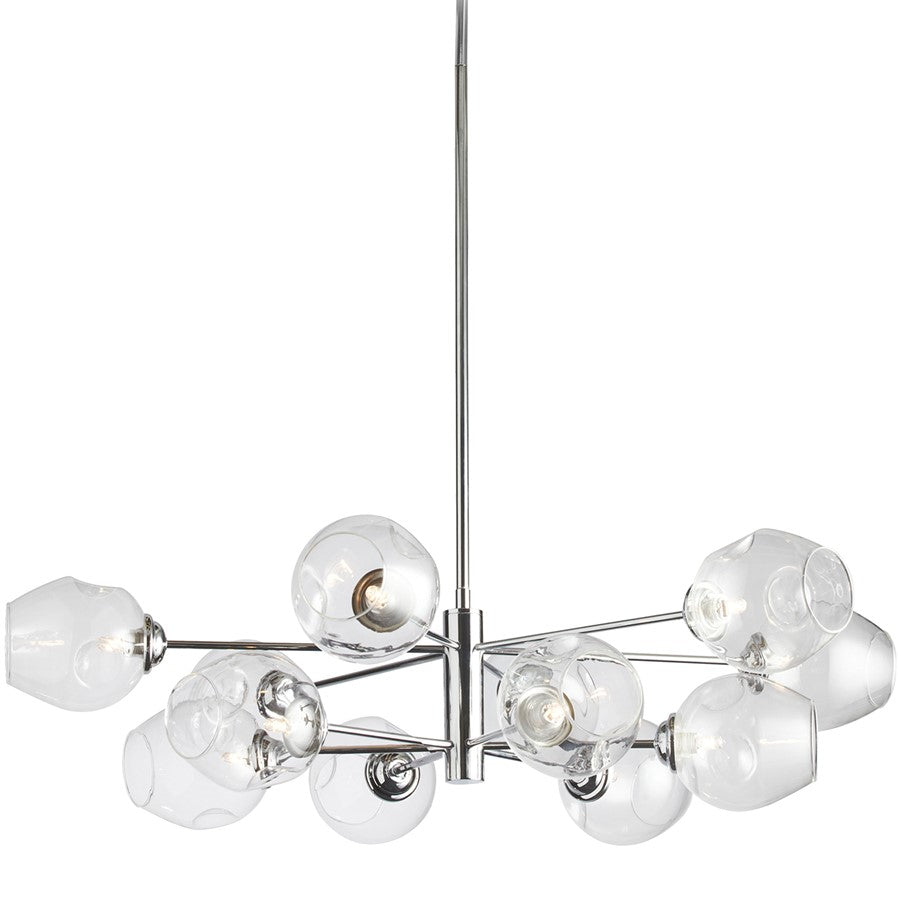 Dainolite Abii 33in 12-Light Pendant | Transitional Polished Chrome and Clear Glass | Kitchen Island & Dining Room | Model ABI-3312P-PC