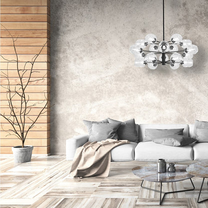 Dainolite Abii 33in 18-Light Chandelier | Transitional Matte Black and Clear Glass | Dining Room & Foyer | Model ABI-3318C-MB-CLR