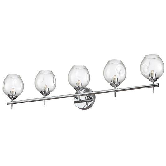 Dainolite Abii 34in 5-Light Vanity Light | Transitional Polished Chrome and Clear Glass | Bathroom Vanity | 34.1 x 4.5 x 9 in | Model ABI-365W-PC
