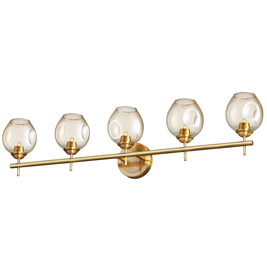 Dainolite Abii 34in 5-Light Vanity | Transitional Vintage Bronze and Champagne Glass | Bathroom Vanity | 4 x 34 x 9 in | Model ABI-365W-VB