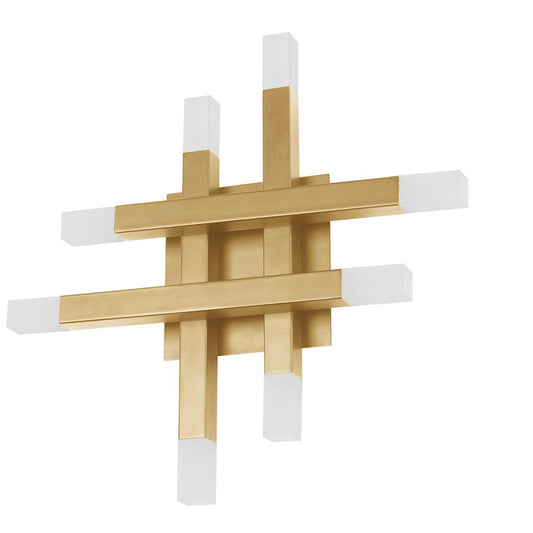 Dainolite Acasia 16in 8-Light LED Sconce | Contemporary Aged Brass and Frosted Acrylic | Hallway & Bedroom | Model ACS-1432W-AGB-FR