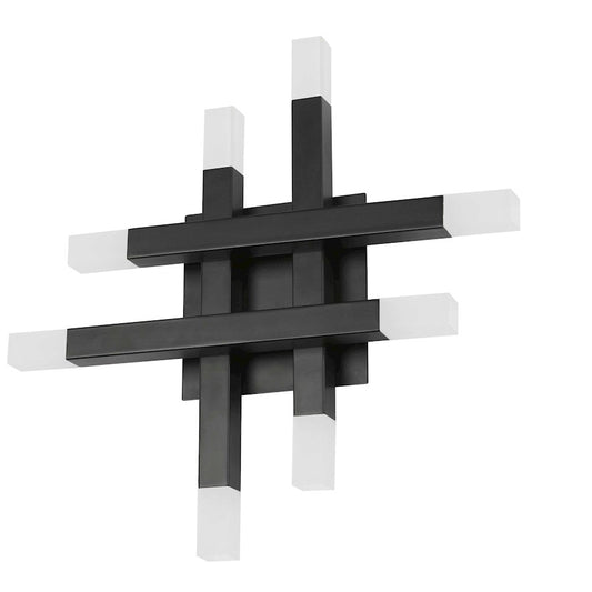 Dainolite Acasia 16in 8-Light LED Sconce | Contemporary Matte Black and Frosted Acrylic | Hallway & Bedroom | Model ACS-1432W-MB-FR