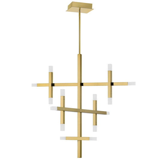 Dainolite Acasia 36in 14-Light Chandelier | Contemporary Aged Brass and White Frosted Acrylic | Dining Room & Foyer | Model ACS-3656C-AGB-FR