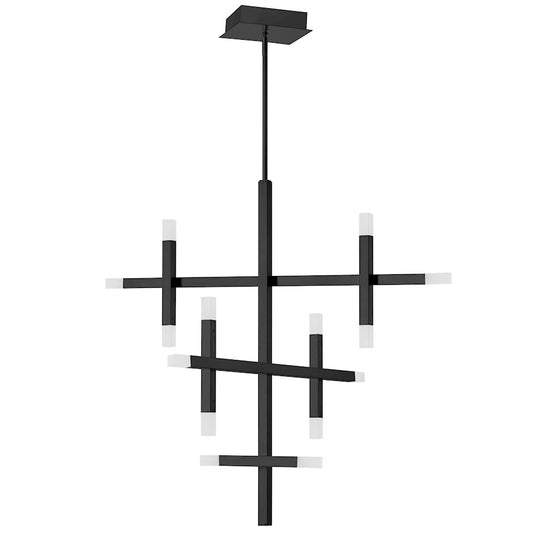 Dainolite Acasia 36in 14-Light Chandelier | Contemporary Matte Black and White Frosted Acrylic | Dining Room & Foyer | Model ACS-3656C-MB-FR