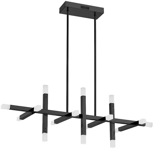 Dainolite Acasia 40in 16-Light Chandelier | Contemporary Matte Black and Frosted Acrylic | Foyer & Dining Room | Model ACS-4064HC-MB-FR