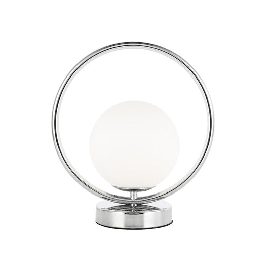 Dainolite Adrienna 1-Light Table Lamp | Modern Polished Chrome and White Glass | Bedroom & Office Desk | 10 x 6 x 11 in | Model ADR-101T-PC