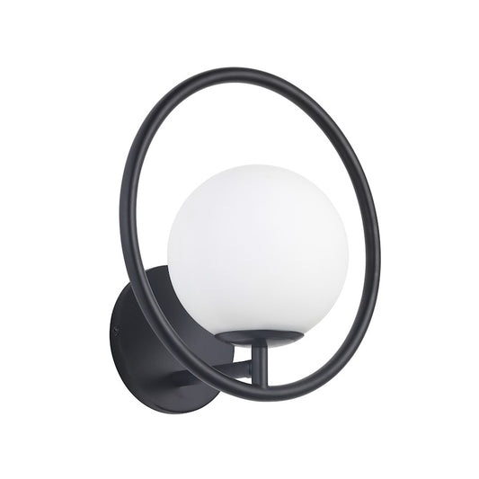 Dainolite Adrienna 10in 1-Light Wall Sconce | Modern Matte Black and White Glass | Bathroom & Hallway | 7.5 x 10 x 10 in | Model ADR-91W-MB