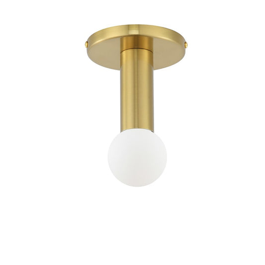 Dainolite Adams 5in 1-Light Flush Mount | Transitional Aged Brass | Hallway & Closet | 4.75 x 4.75 x 4.25 in | Model ADS-41FH-AGB