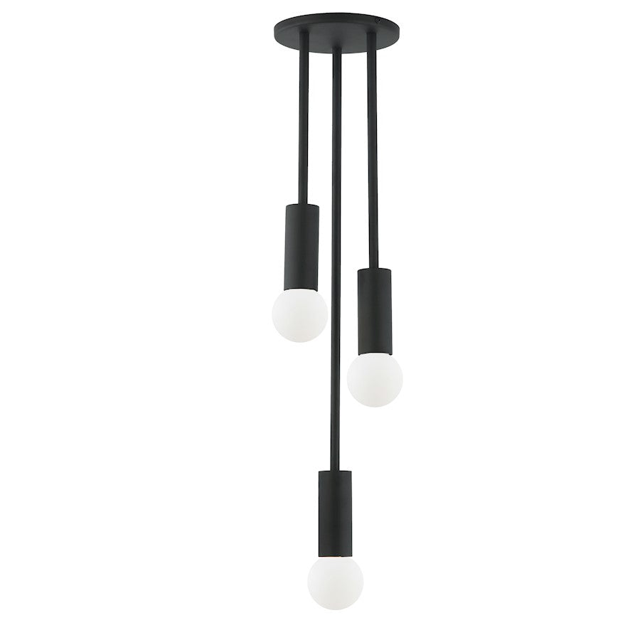 Dainolite Adams 6in 3-Light Pendant | Transitional Matte Black Metal | Kitchen Island & Dining Room | 4.5-43.75 in Drop | Model ADS-63P-MB