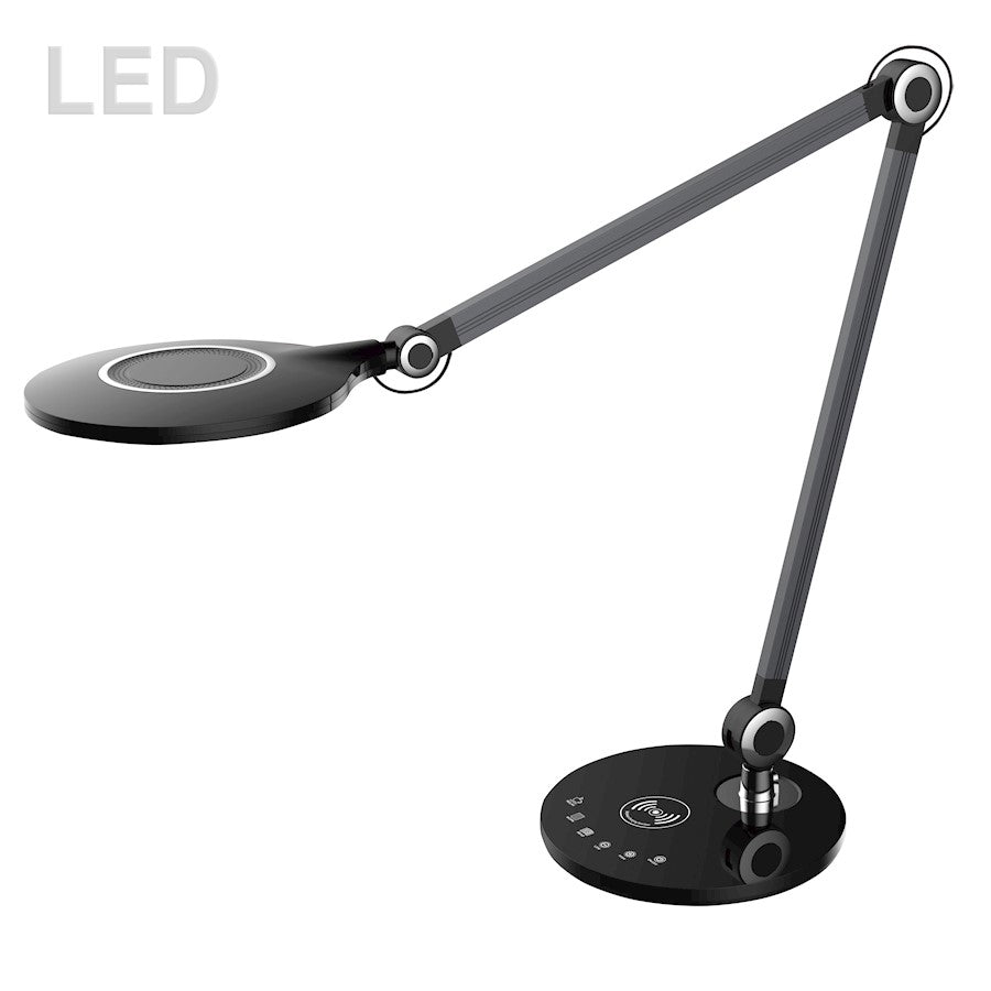 Dainolite Alina 22in 1-Light LED Table Lamp | Contemporary Black and Brushed Aluminum | Desk & Bedside | 8 x 22 x 19.5 in | Model ALA-1910LEDT-BK