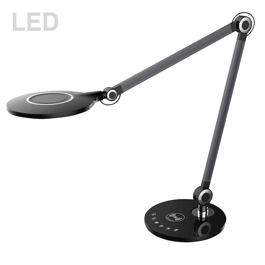 Dainolite Alina 22in 1-Light LED Table Lamp | Contemporary Black and Brushed Aluminum | Desk & Bedside | 8 x 22 x 19.5 in | Model ALA-1910LEDT-BK