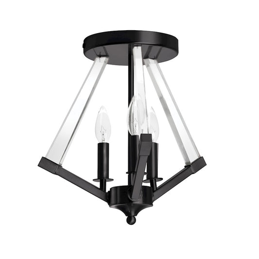 Dainolite Aalto 15in 3-Light Semi-Flush Mount | Contemporary Matte Black and Clear Acrylic | Dining Room & Living Room | Model ALT-153SF-MB