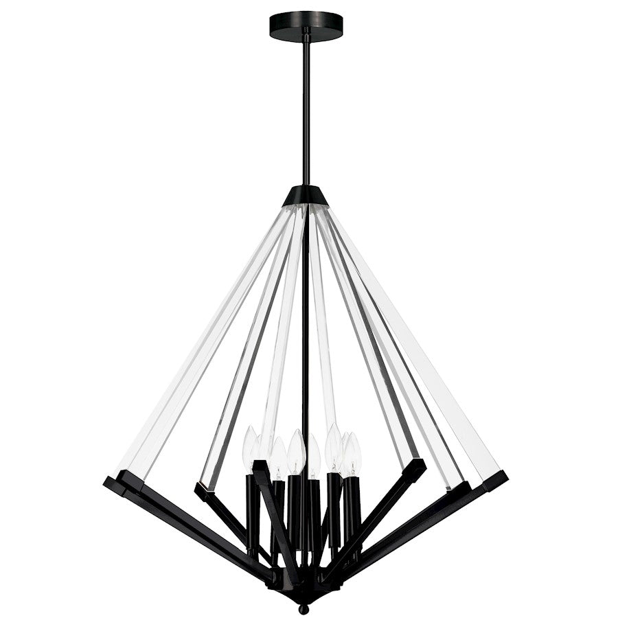Dainolite Aalto 27in 8-Light Chandelier | Contemporary Matte Black Metal and Clear Acrylic | Dining Room & Living Room | 27 x 27 x 29 | Model ALT-278C-MB