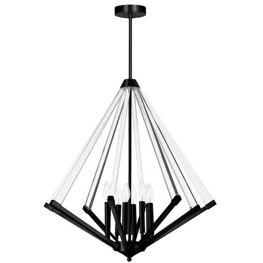 Dainolite Aalto 27in 8-Light Chandelier | Contemporary Matte Black Metal and Clear Acrylic | Dining Room & Living Room | 27 x 27 x 29 | Model ALT-278C-MB