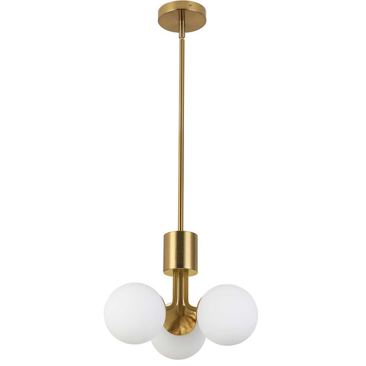 Dainolite Amanda 15in 3-Light Chandelier | Contemporary Aged Brass and White Opal Glass | Kitchen & Dining Room | Model AMA-153P-AGB