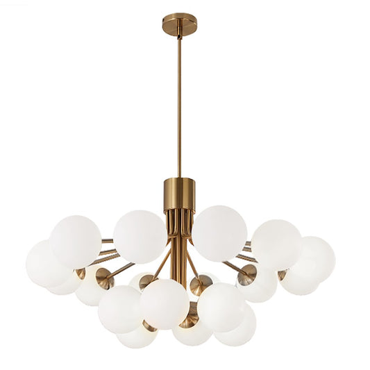 Dainolite Amanda 36in 18-Light Chandelier | Contemporary Aged Brass and Opal White Glass | Dining Room & Living Room | Model AMA-3618C-AGB