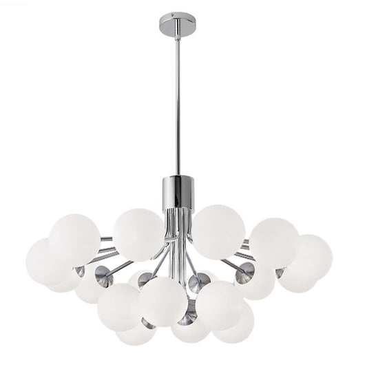 Dainolite Amanda 36in 18-Light Chandelier | Contemporary Polished Chrome and Opal White Glass | Dining Room & Living Room | Model AMA-3618C-PC