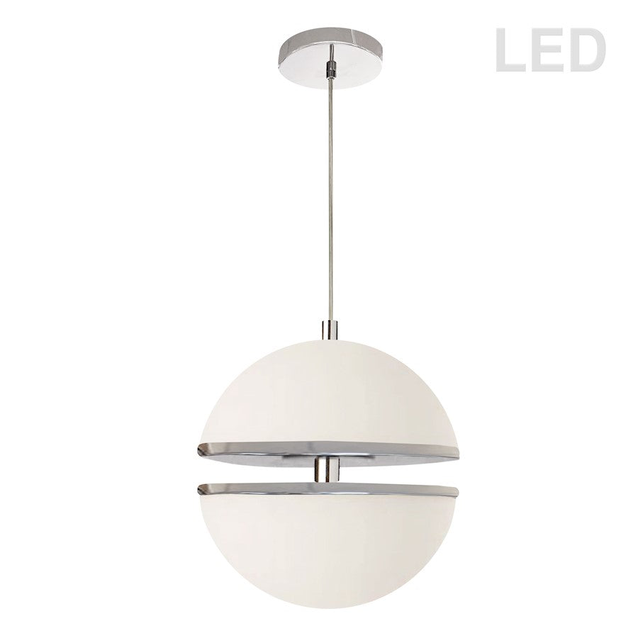 Dainolite Atomic 12in 2-Light Pendant | Modern Polished Chrome and White Glass | Kitchen Island & Dining Room | Model AMC-1330LEDP-PC