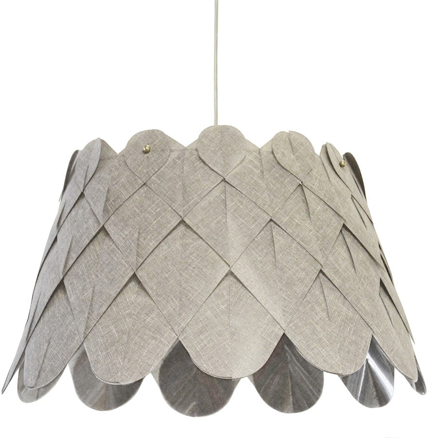 Dainolite Amirah 20in 1-Light Pendant | Transitional Polished Chrome and Grey Hardback Fabric Shade | Kitchen Island & Dining Room | Model AMI181-PC-2423
