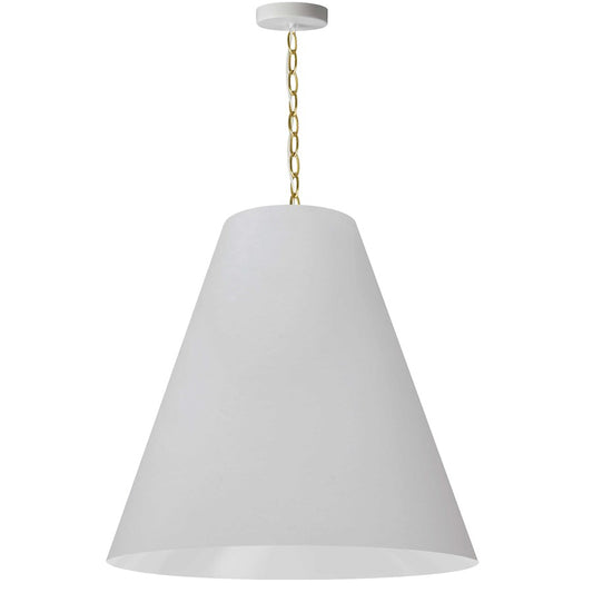 Dainolite Anaya 26in 1-Light Pendant | Transitional Aged Brass and White Fabric | Dining Room & Living Room | 26 x 26 x 24 in | Model ANA-L-AGB-790
