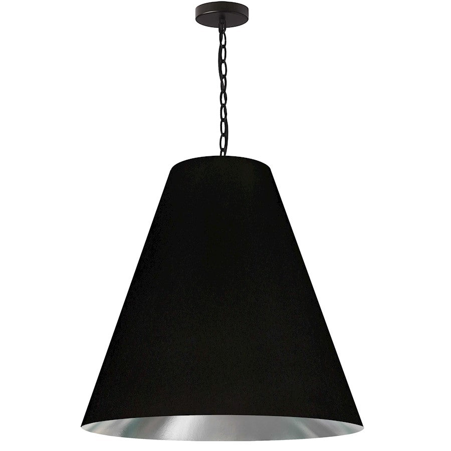 Dainolite Anaya 26in 1-Light Pendant | Transitional Matte Black Fabric Tapered Drum Shade | Kitchen Island & Dining Room | 26 x 26 x | Model ANA-L-MB-697