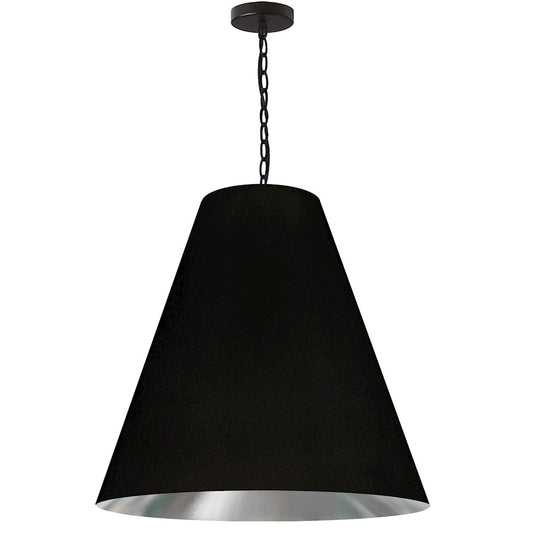 Dainolite Anaya 26in 1-Light Pendant | Transitional Matte Black Fabric Tapered Drum Shade | Kitchen Island & Dining Room | 26 x 26 x | Model ANA-L-MB-697