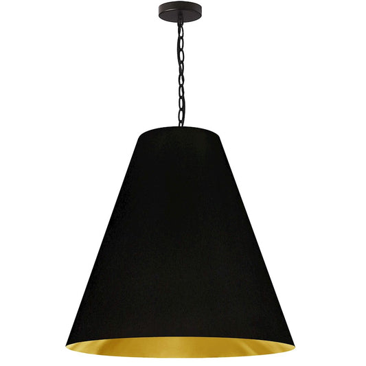 Dainolite Anaya 26in 1-Light Pendant | Transitional Matte Black and Black Fabric Shade | Kitchen Island & Dining Room | Model ANA-L-MB-698