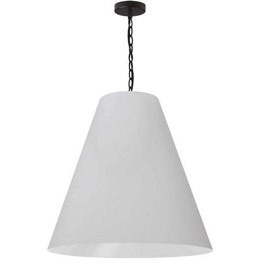 Dainolite Anaya 26in 1-Light Pendant | Transitional White Fabric and Matte Black Metal | Kitchen Island & Dining Room | 26 x 26 x 24 | Model ANA-L-MB-790