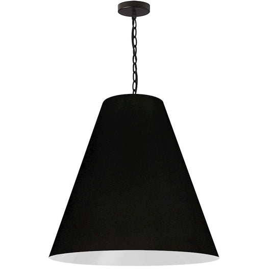Dainolite Anaya 26in 1-Light Pendant | Transitional Matte Black Fabric and Black Tapered Drum Shade | Kitchen Island & Dining Room | Model ANA-L-MB-797
