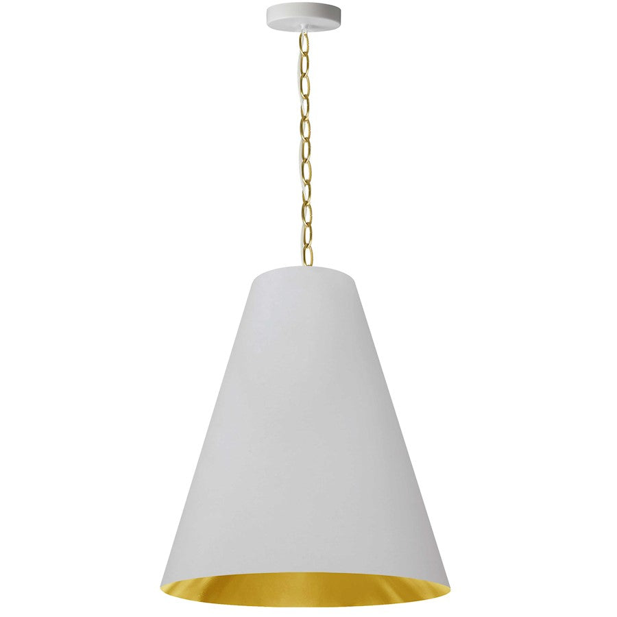 Dainolite Anaya 20in 1-Light Pendant | Transitional White Gold Fabric and Aged Brass Metal | Kitchen Island & Dining Room | 20 x 20 | Model ANA-M-AGB-692