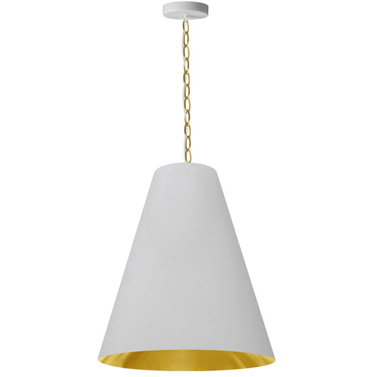 Dainolite Anaya 20in 1-Light Pendant | Transitional White Gold Fabric and Aged Brass Metal | Kitchen Island & Dining Room | 20 x 20 | Model ANA-M-AGB-692