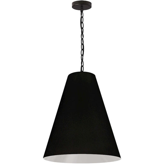 Dainolite Anaya 20in 1-Light Pendant | Transitional Matte Black and Black Fabric Shade | Kitchen Island & Dining Room | Model ANA-M-MB-797