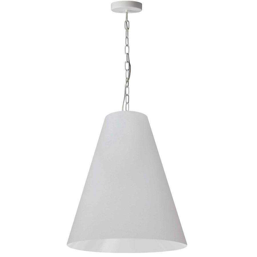 Dainolite Anaya 20in 1-Light Pendant | Transitional White Fabric Tapered Drum and Matte White Metal | Kitchen Island & Dining Room | Model ANA-M-MW-790